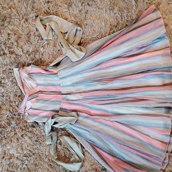 Y2K pastel striped faux wrap prom dress - Picture 8 of 13